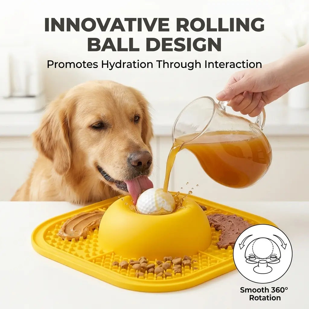 Puphaus Feeding Bowl with Licking Mat & Rolling Ball