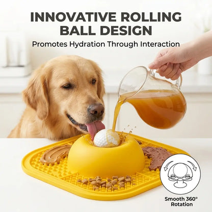 Puphaus Feeding Bowl with Licking Mat & Rolling Ball