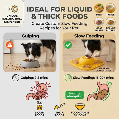 Puphaus Feeding Bowl with Licking Mat & Rolling Ball
